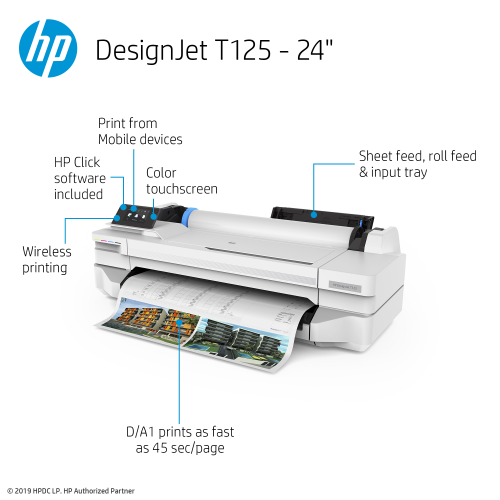 HP DesignJet T125 Large Format Printer 24